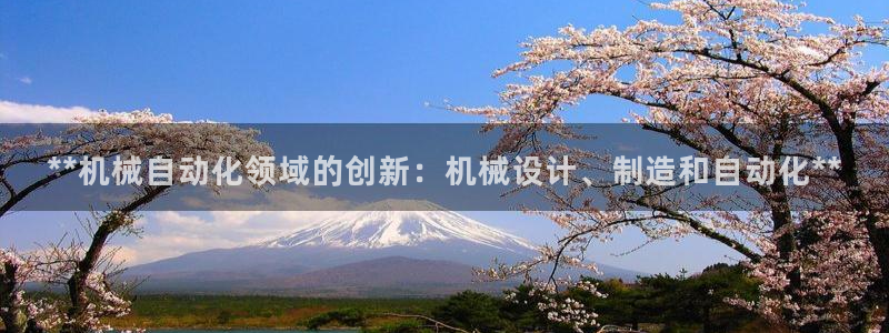 彩神Vii购彩-购彩大厅：**机械自动化领域的创新：机械设计、制造和自动化**