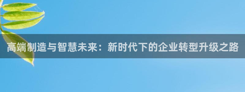 彩神争霸官方下载2017：高端制造与智慧未来：新时代下的企业转型升级之路